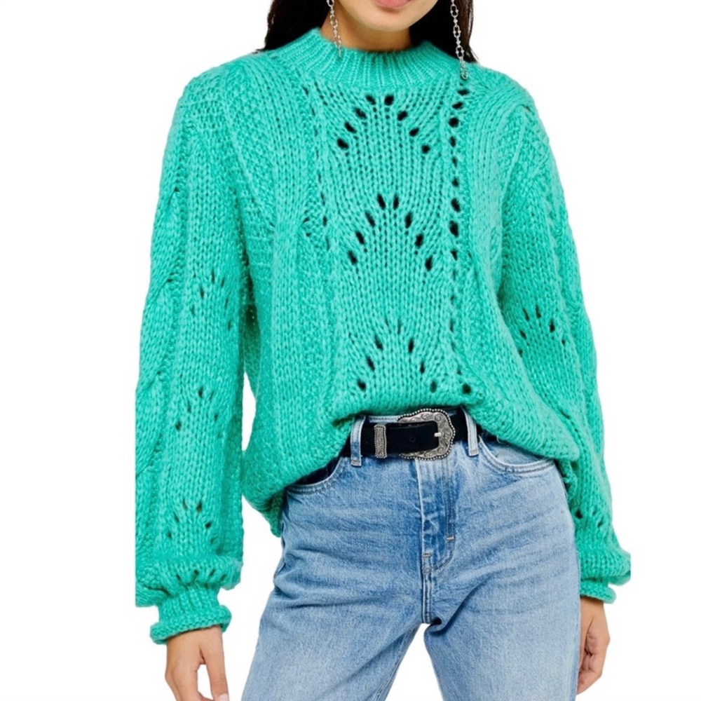 NEW TOPSHOP TURQUOISE FUZZY SWEATER